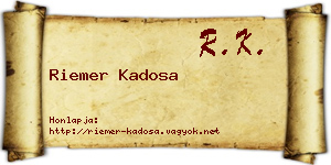 Riemer Kadosa névjegykártya